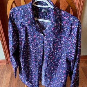 Land’s End 18W Supima cotton button up floral print